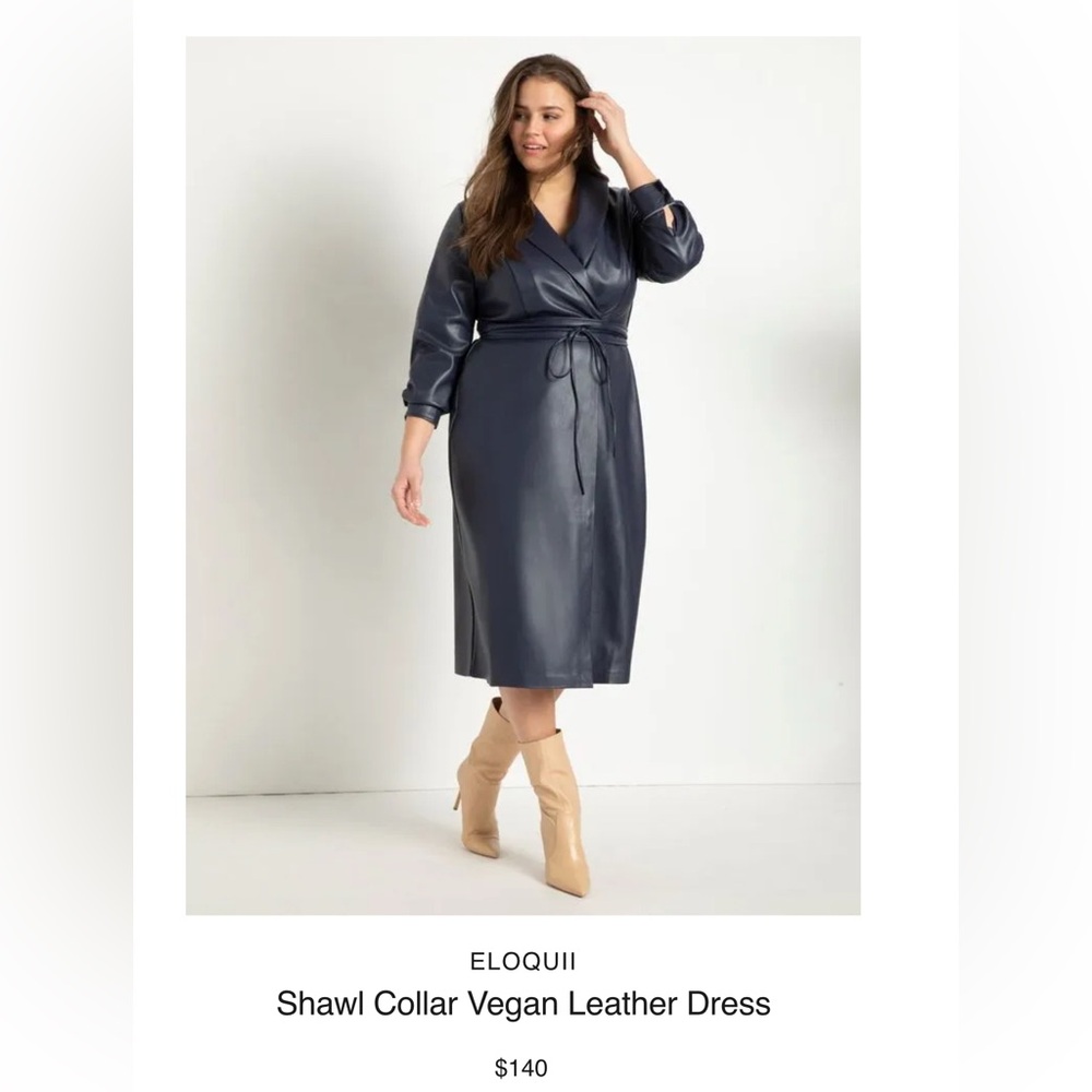 ELOQUII Navy Vegan Leather Dress